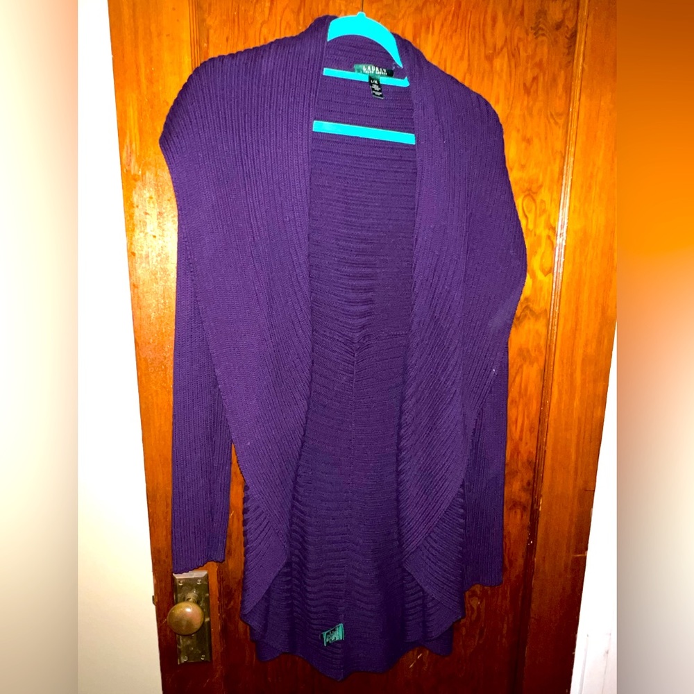 Ralph Lauren 100% Cotton Heavy Knit Purple Cardigan